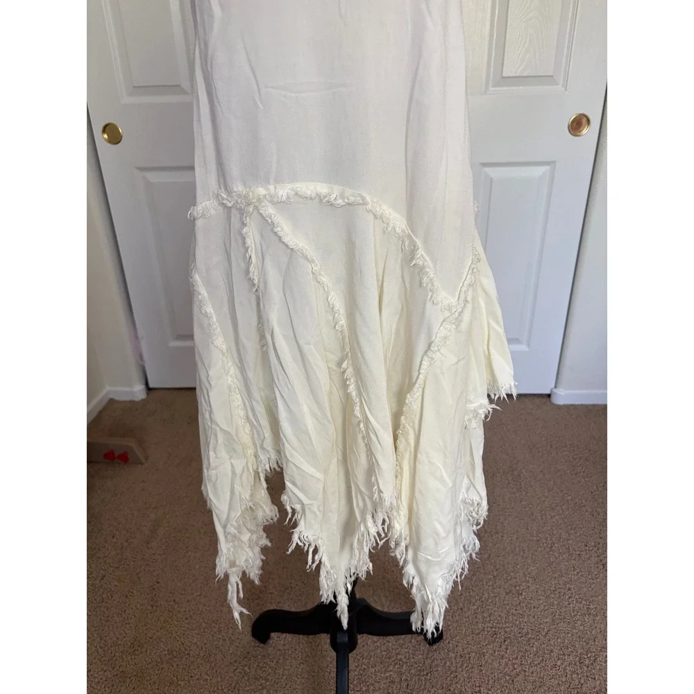 Free People Intimately Ivory Handkerchief Hem Slip Dress Frayed Boho Cream XS